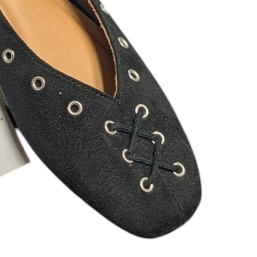 Corset Ballet Flats Black Faux Suede Size 9 New NWT Dark Academia Witchcore - Picture 4 of 11